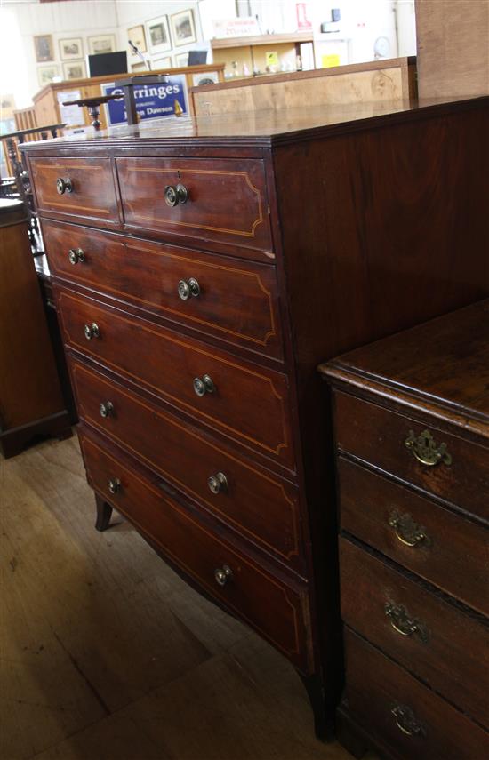 Large Regency inlaid mahogany chest of drawers